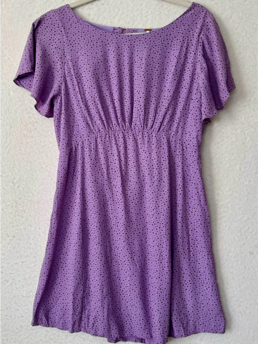 Free People Purple Polka Dot Babydoll Mini Dress Open Back Size 10 Boho - Picture 3 of 9